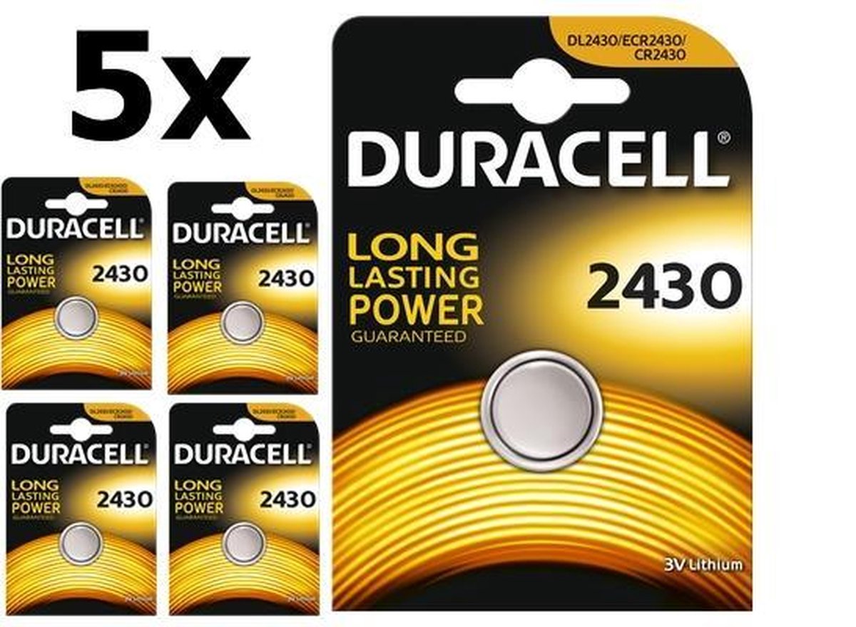 5 Stuks Duracell CR2430 3v lithium knoopcelbatterij