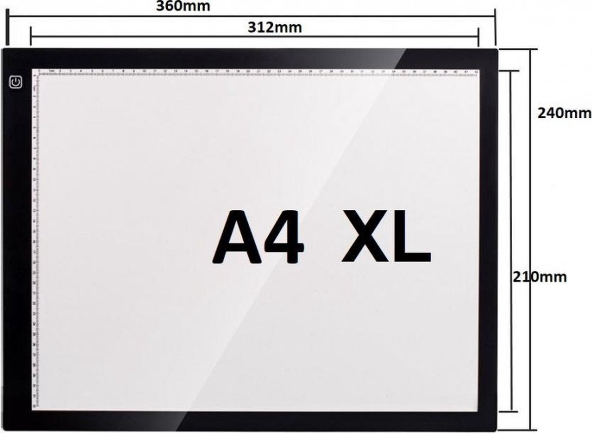 Professionele versie A4 Lightpad / LED licht Lichtbak / Tekentafel / Lichttafel / Lichtbox / Lightbox met 3 dimbare lichtstanden