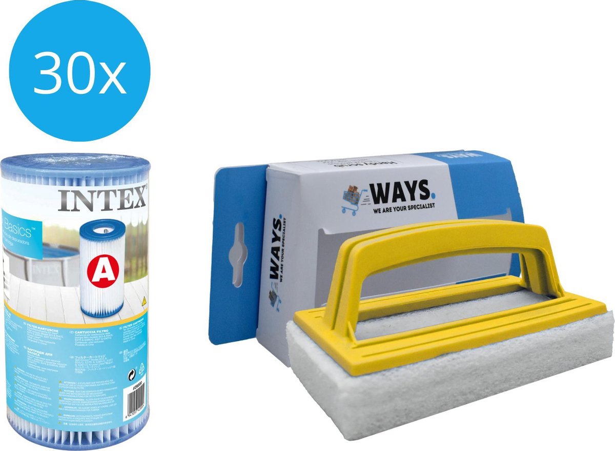 Intex - A filters - 30 stuks - Geschikt voor filterpomp 28604GS/28638GS/28636GS & WAYS scrubborstel