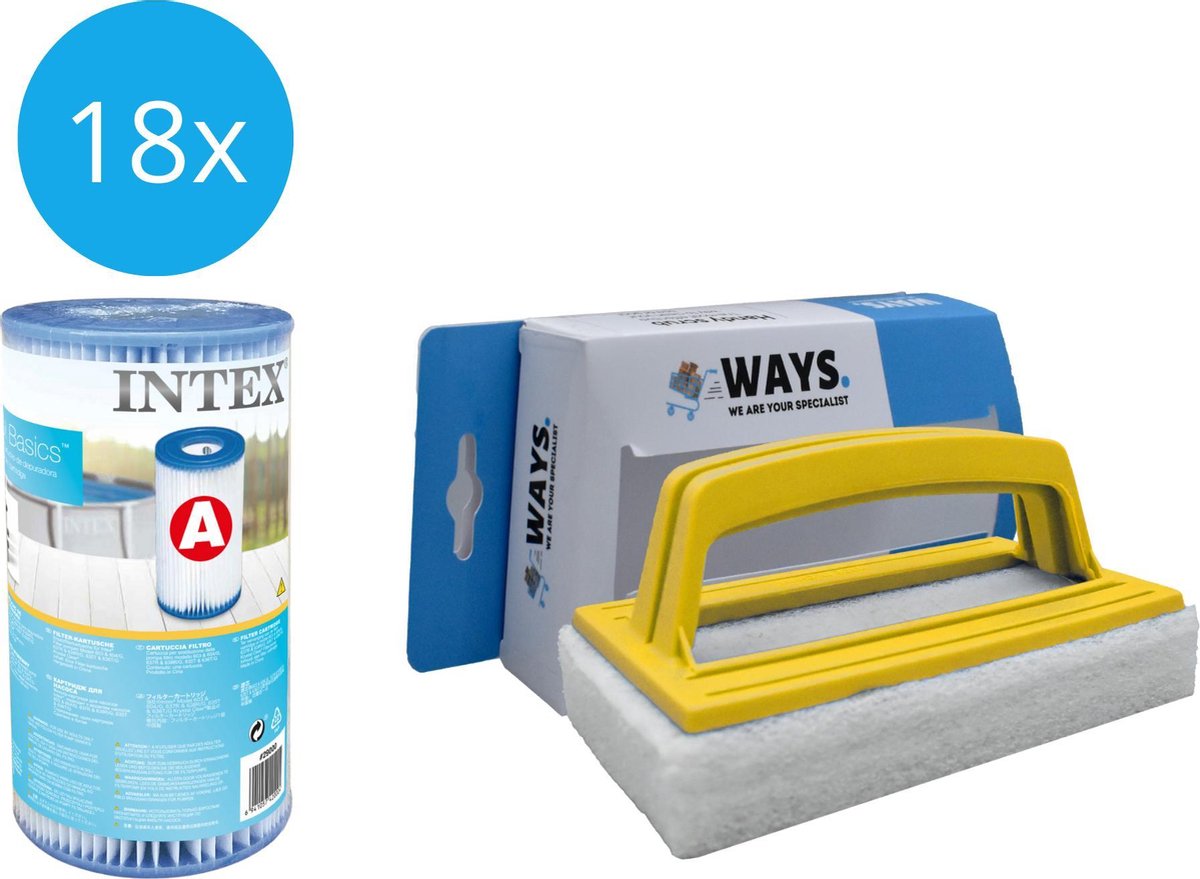 Intex - A filters - 18 stuks - Geschikt voor filterpomp 28604GS/28638GS/28636GS & WAYS scrubborstel
