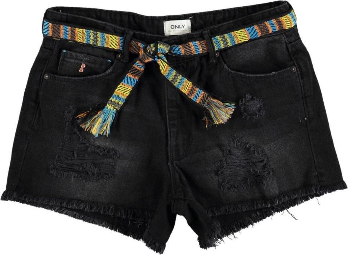 Only zwart denim short met ceintuur - Maat W27