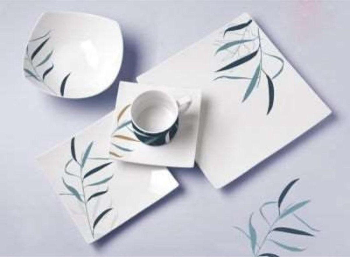 YILTEX - Lagoon – Serviesset / Tafelservies/ Serviesset 6 Persoons / Servies 6 Personen / Serviesset 30 Delig / Serviesset Vierkant – Porselein