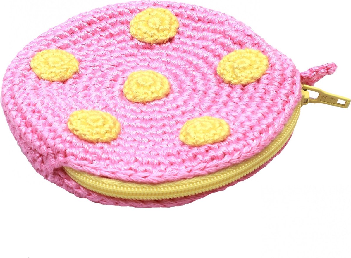 Naturezoo Etuitje Rond Met Stippen 8 Cm Roze/geel
