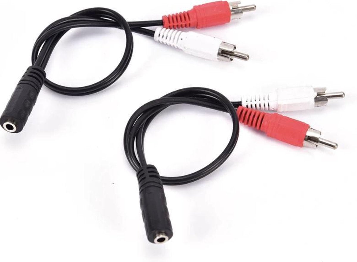 3.5 mm vrouwelijke stereo jack naar 2 mannelijke RCA-stekkers kabel