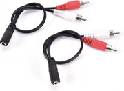 3.5 mm vrouwelijke stereo jack naar 2 mannelijke RCA-stekkers kabel