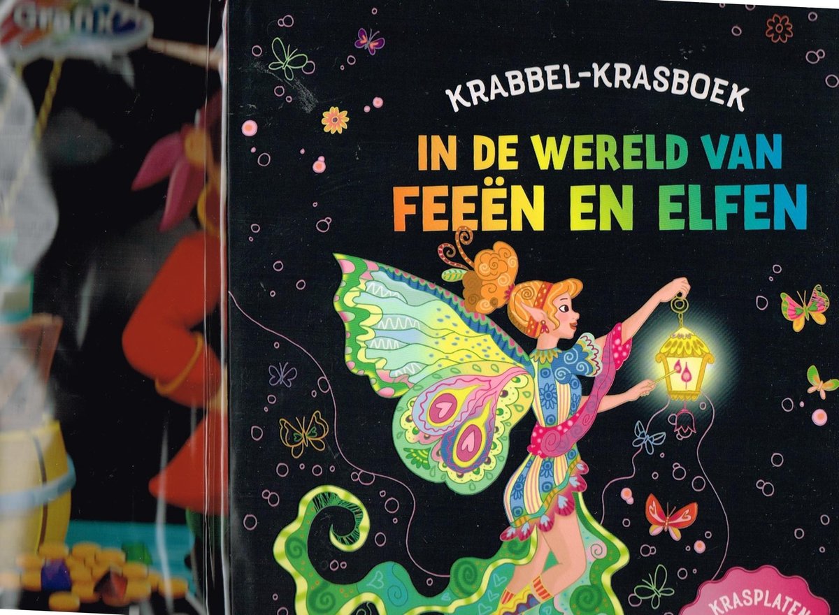 krabbel- krasboek in de wereld  van feeën en elfen vanaf 7 jaar/  kras- en kleurboek piraat/ vanaf 4 jaar/ 26 x 21 cm voor optimale ontspanning 2 x 12 krasplaten
