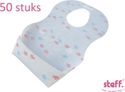 Steff - Wegwerp Slabbetjes - 50 stuks - Wit met print visjes