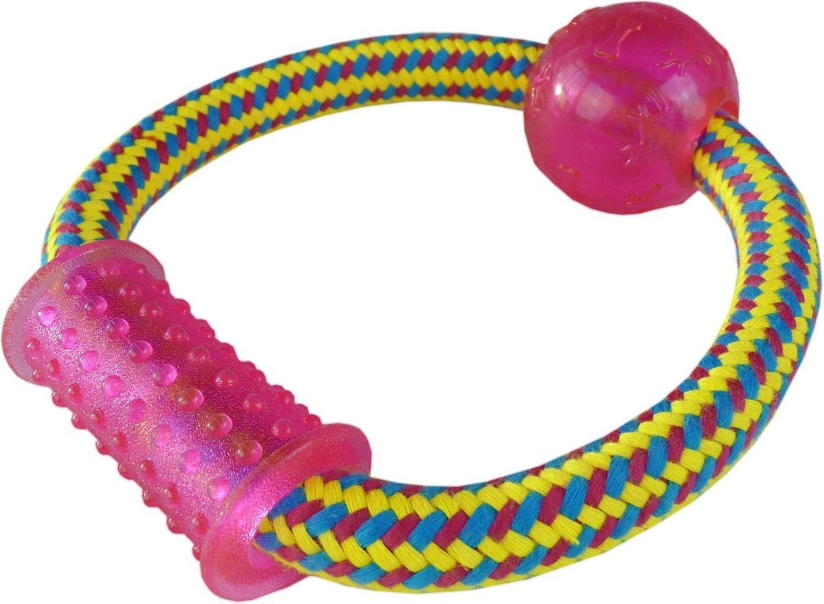 Geweven ring met rubber speeltjes 15cm 100-110gr