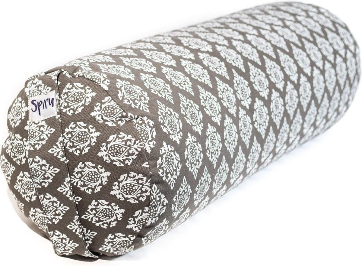 Bolster Rond Katoen – Khari Print – Grijs