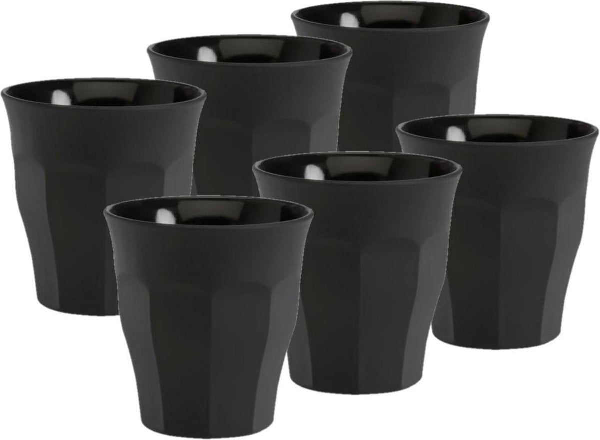 Set van 12x stuks espresso glazen zwart 90 ml Picardie - koffiekopjes van glas