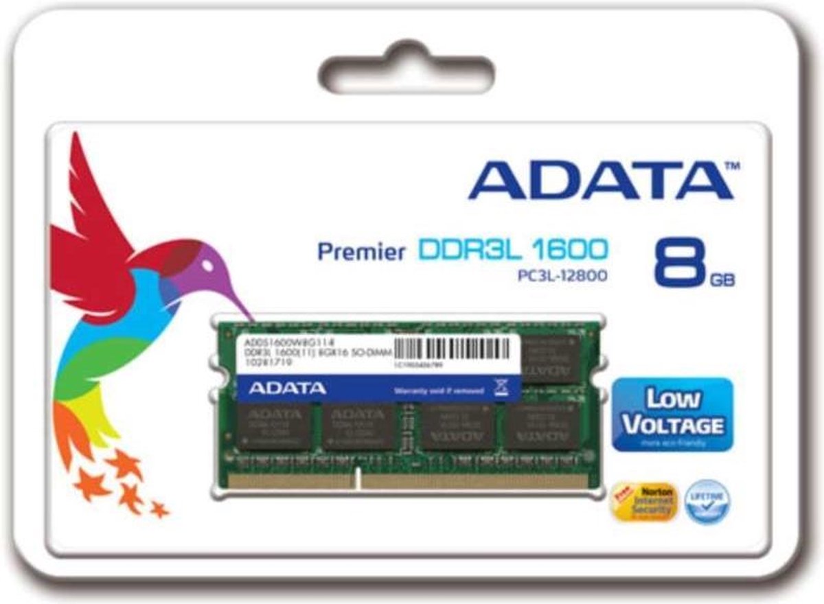 ADATA ADDS1600W8G11-S geheugenmodule 8 GB DDR3L 1600 MHz