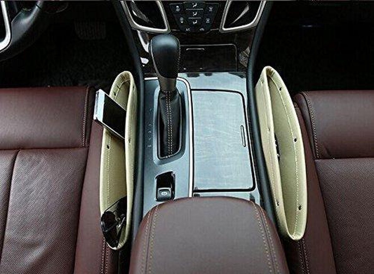 Opbergvak / Organizer naast de autostoel - Beige - Laat nooit meer wat onder de stoel vallen - 2 stuks