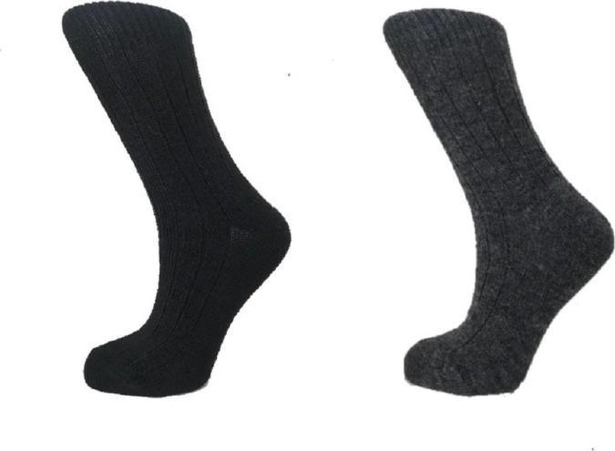 Boru Lamswollen sokken | 2-Pack | Zwart & Antraciet