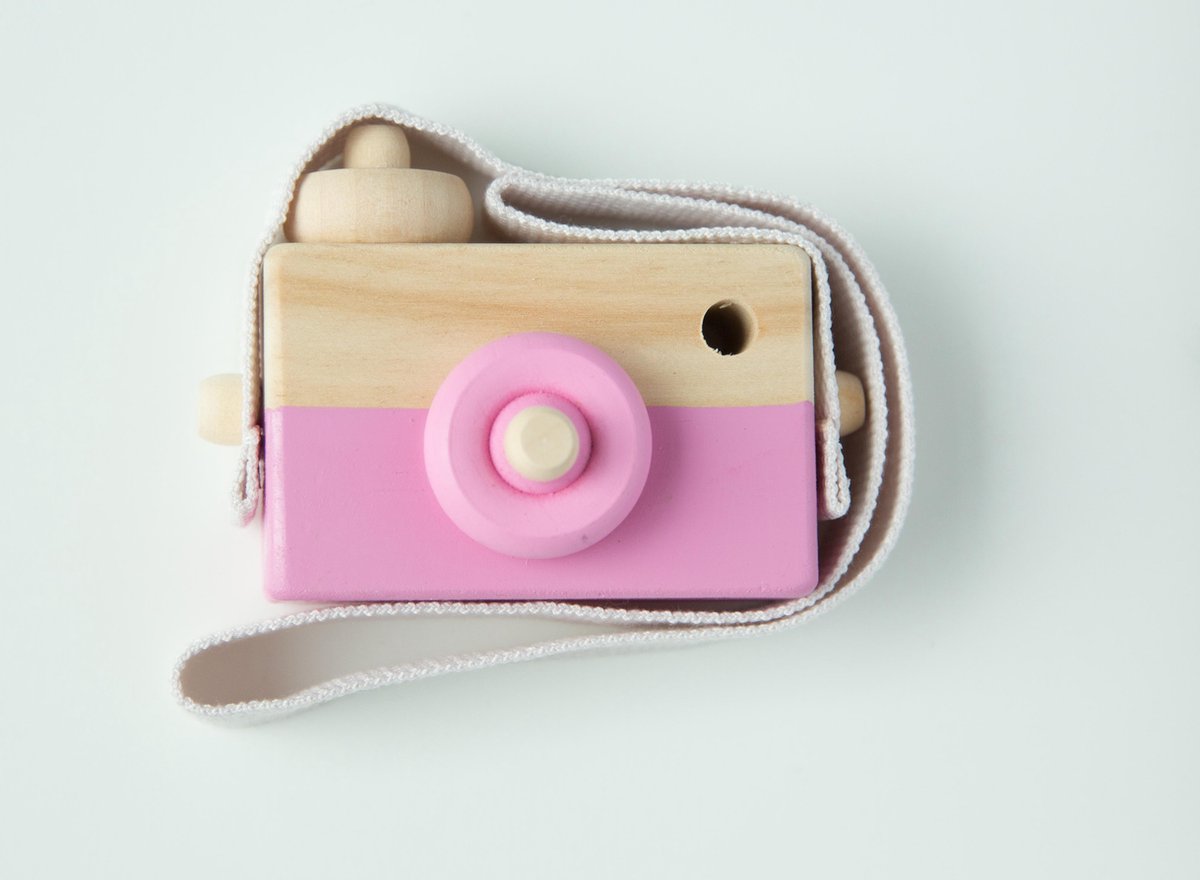 Mats en Milla | Houten Camera |Fototoestel Speelgoed | Roze | Kinderkamer | Baby Accessoire | Decoratie