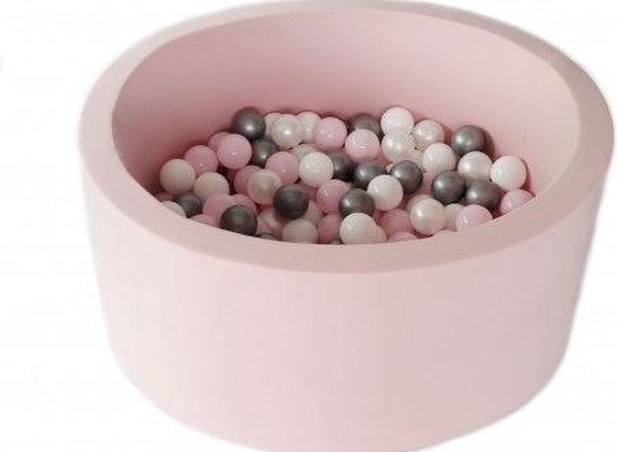 Ballenbad 90x40cm inclusief 200 ballen - Roze: wit