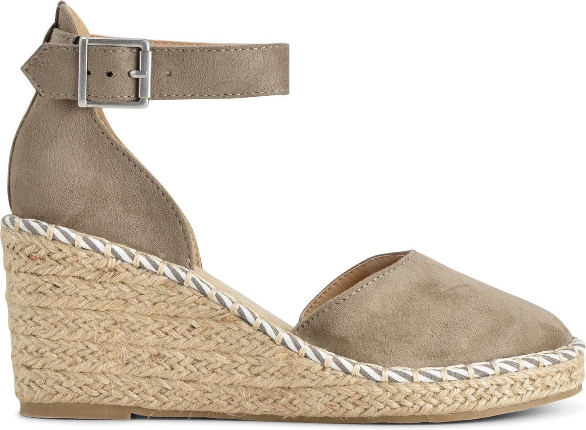 PS Poelman Espadrilles met Sleehak - Enid - Khaki Groen - Maat 40