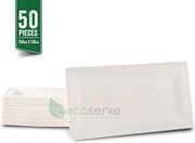 Ecoserve Tableware Wegwerp Borden - Bagasse - 260x130cm / 10x5 inch - 50 Stuk - 100% Biologisch Afbreekbaar