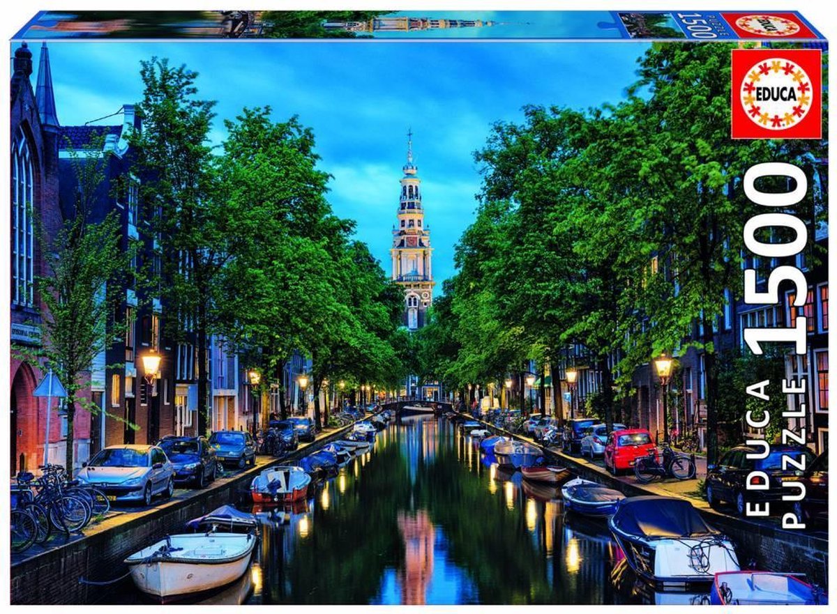 Amsterdamse gracht bij valavond - puzzel 1500 stukjes