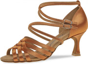 Diamant Dames Latin Dansschoenen 108-087-379 – Donker beige Satijn – 6