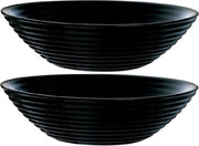 2x Fruitschaal van zwart glas 27 cm - Schalen en kommen - Keuken accessoires/benodigdheden glazen fruitschalen
