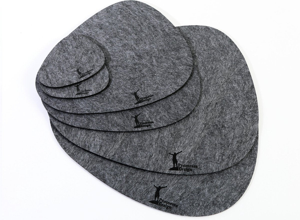 Promessa-Design Vilten placemats stijlvol steen-design – 5 mm dik - Vilten tafelmat in set van 2 XL
