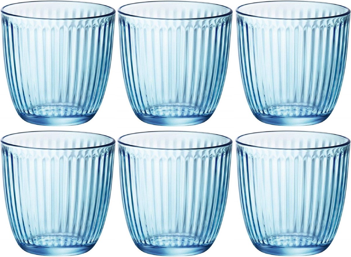 12x Stuks waterglazen/sapglazen blauw 290 ml - Glazen / drinkglazen