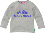 T-shirt Stoer ik word grote broer!| Lange mouw |mêlee grijs | maat 74/80
