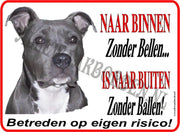 Amerikaanse Stafford 105a..formaat:15x20cm....(ondergrond: wit)...(Naar binnen zonder bellen...is naar buiten zonder ballen!)...(wit/rood/zwart+full color afb.)...Gratis verzenden!