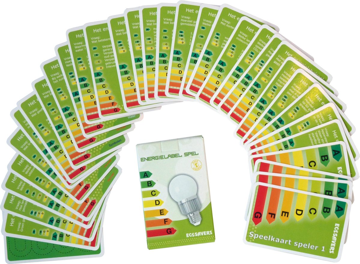 EcoSavers Energielabelspel - Educatief spel / kaartspel voor kinderen met de thema's Energie  - Duurzaamheid - Recycling