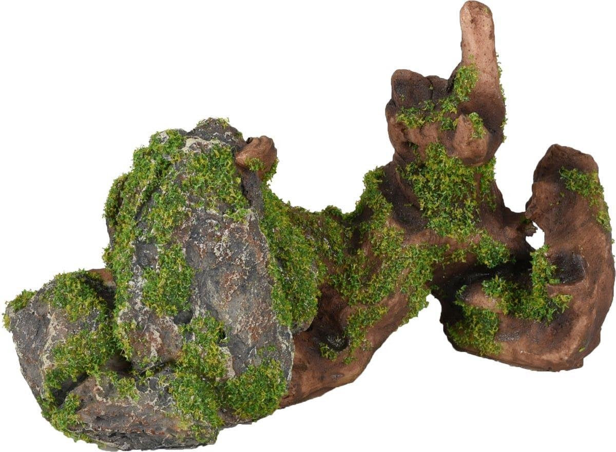 Flamingo Aquarium decoratie Moza Stronk en rots - Groen - 15 x 5 x 9 cm