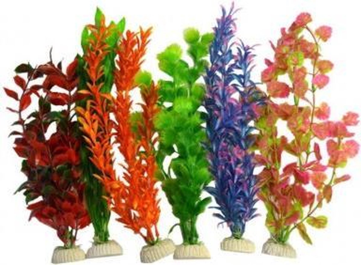 Super Fish Aquarium Plantjes - Diverse Kleuren - 6 stuks - 30 cm
