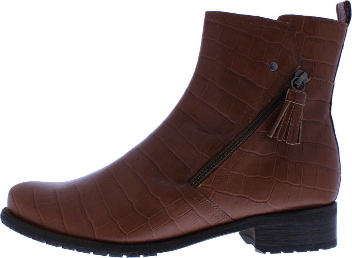Verhulst Anja ritslaarsje wijdte H 0432 - 7 - 6_3080 Cognac croco maat 8