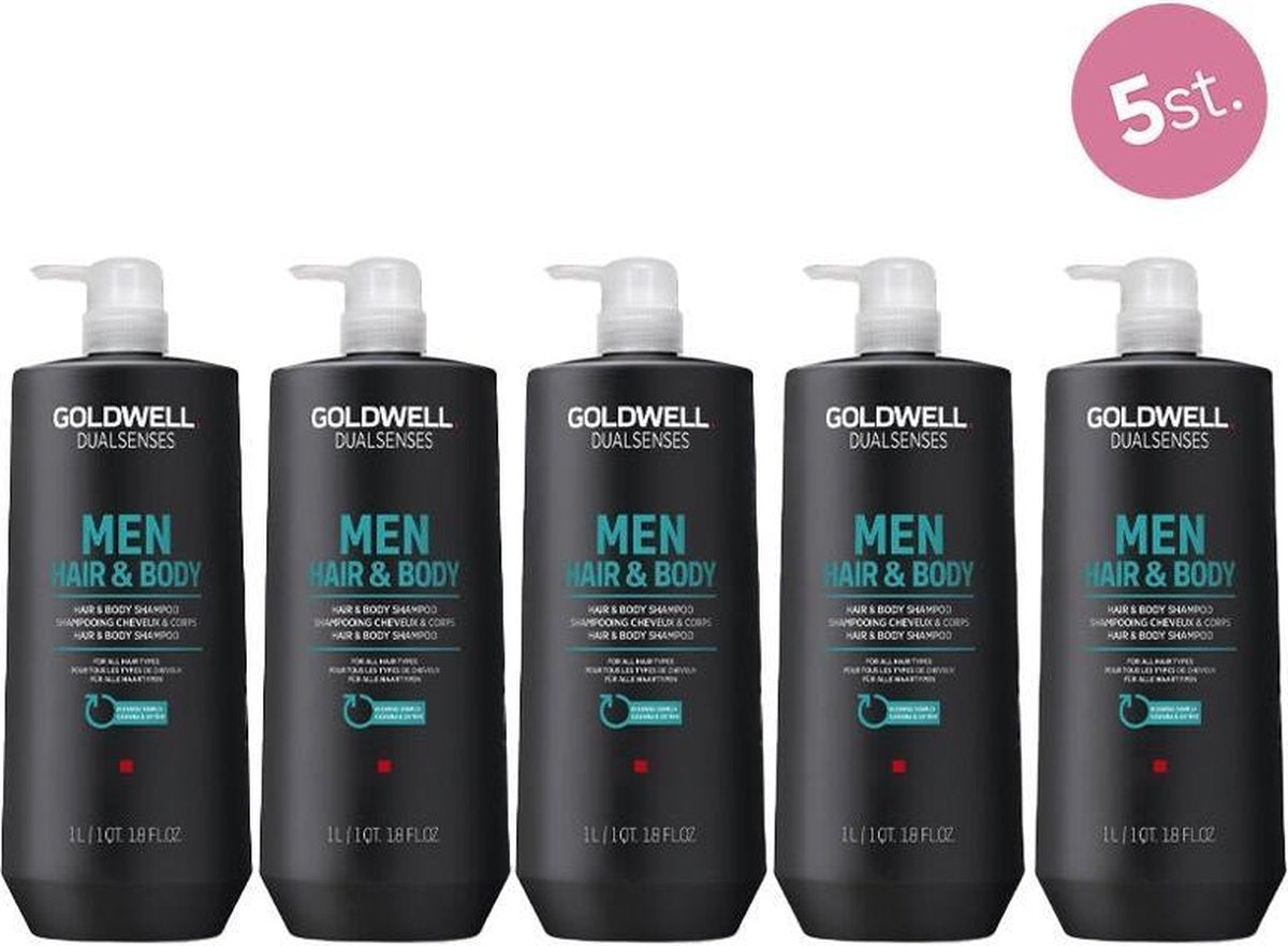 5X Goldwell Dualsenses for Men Hair & Body Shampoo 1000ml