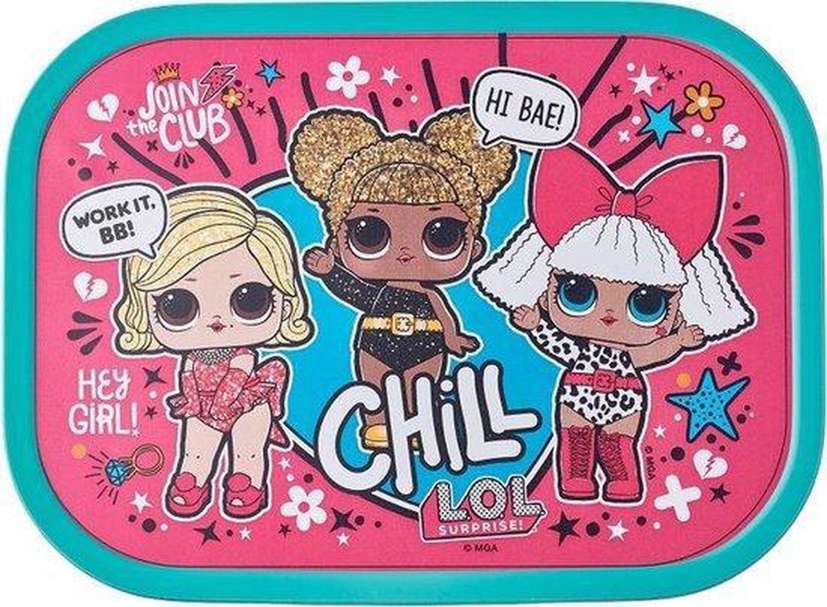Lunchbox - LOL Surprise - Mepal - Gevuld met een verpakte snoepmix - In cadeauverpakking met gekleurd lint
