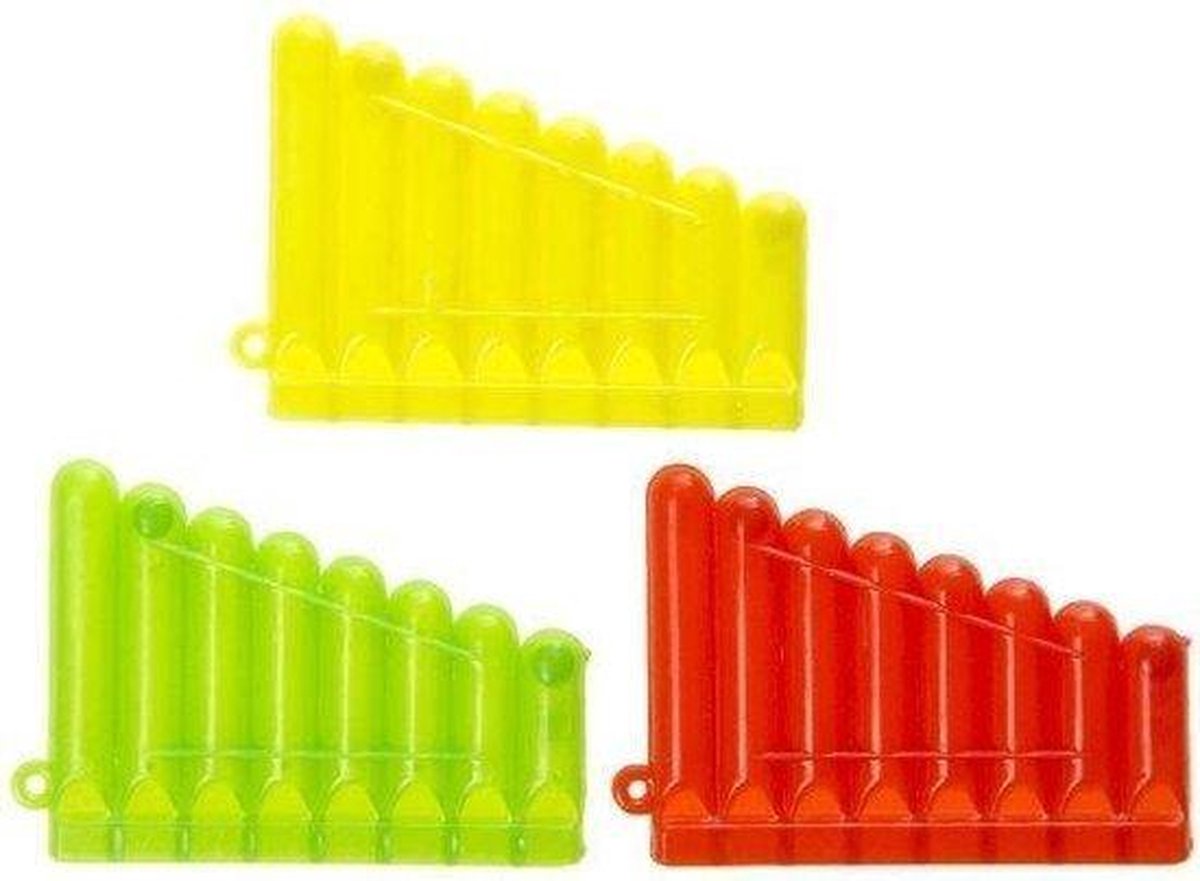 Vrolijk gekleurde panfluit - Uitdeelcadeau (12 stuks)