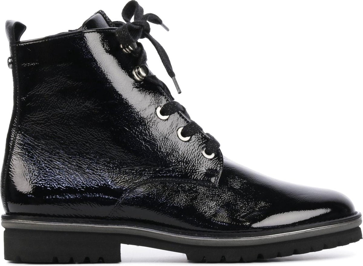 Hassia Vrouwen Leer  Veterboots / Laarzen / Damesschoenen 306144 - Zwart - maat 39