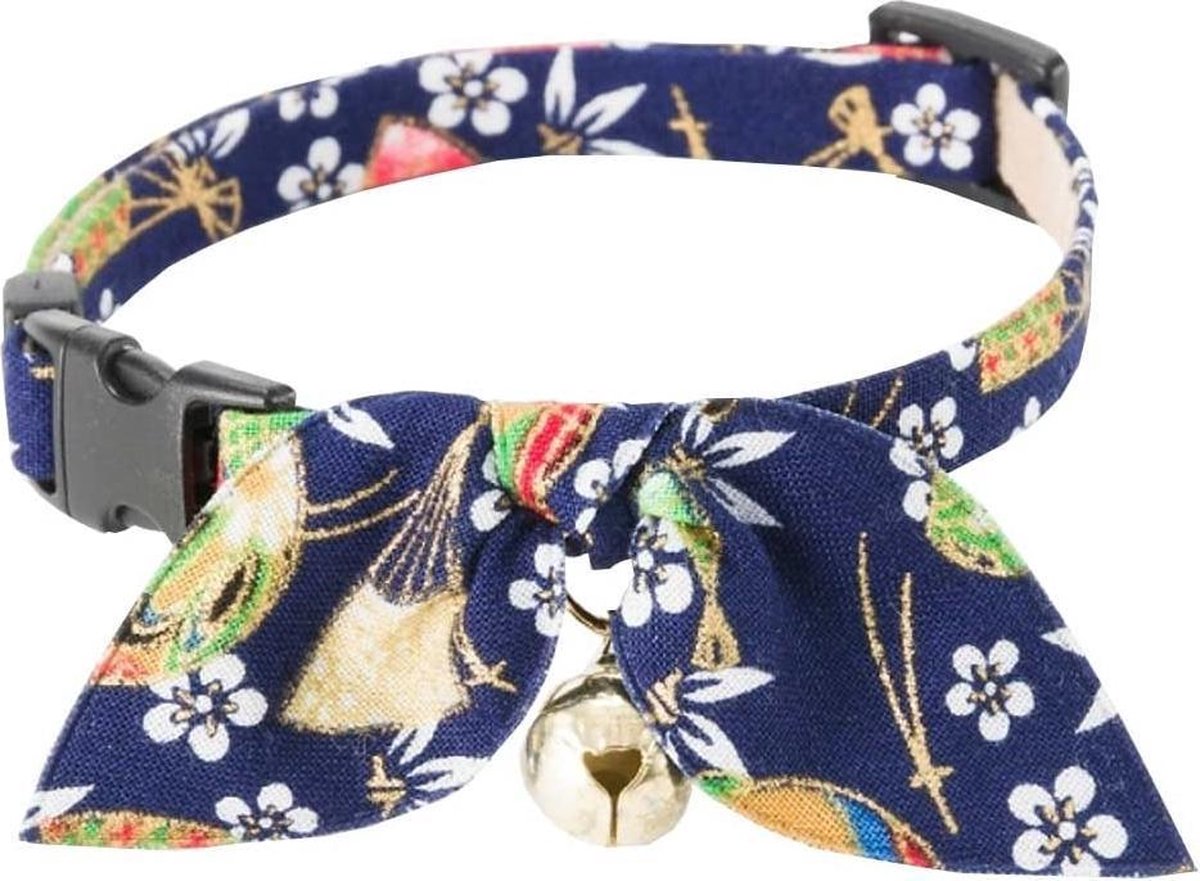 NECOICHI Kimono strik kattenhalsband blauw