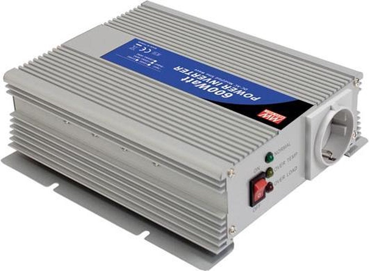 MEAN WELL - DC-AC INVERTER MET GEMODIFICEERDE SINUSGOLF - 600 W - DUITS STOPCONTACT