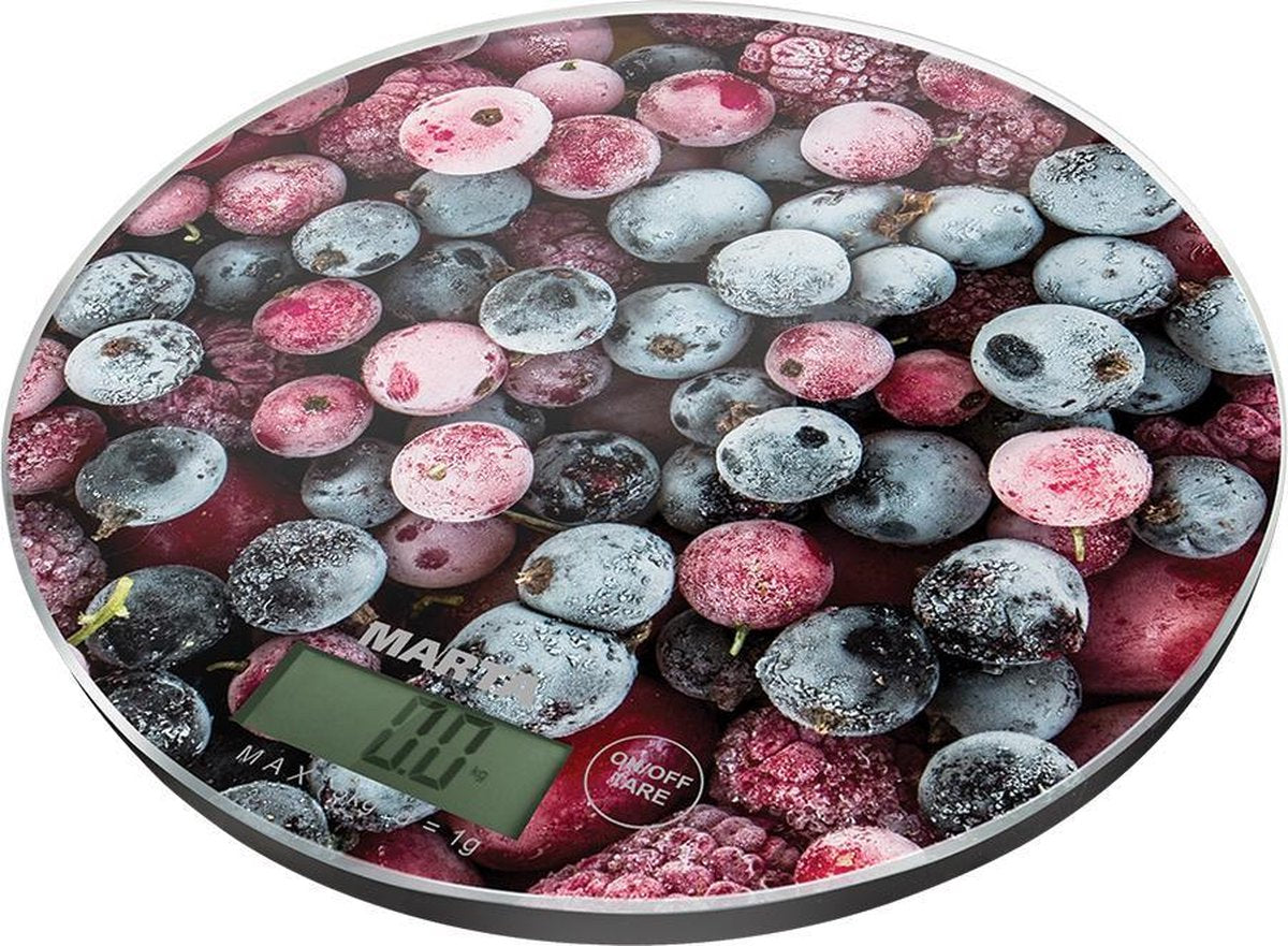 MARTA MT-1635 - Glazen digitale keukenweegschaal - 5 KG - Tarra functie - Incl batterijen - Auto-off functie - Frozen berries