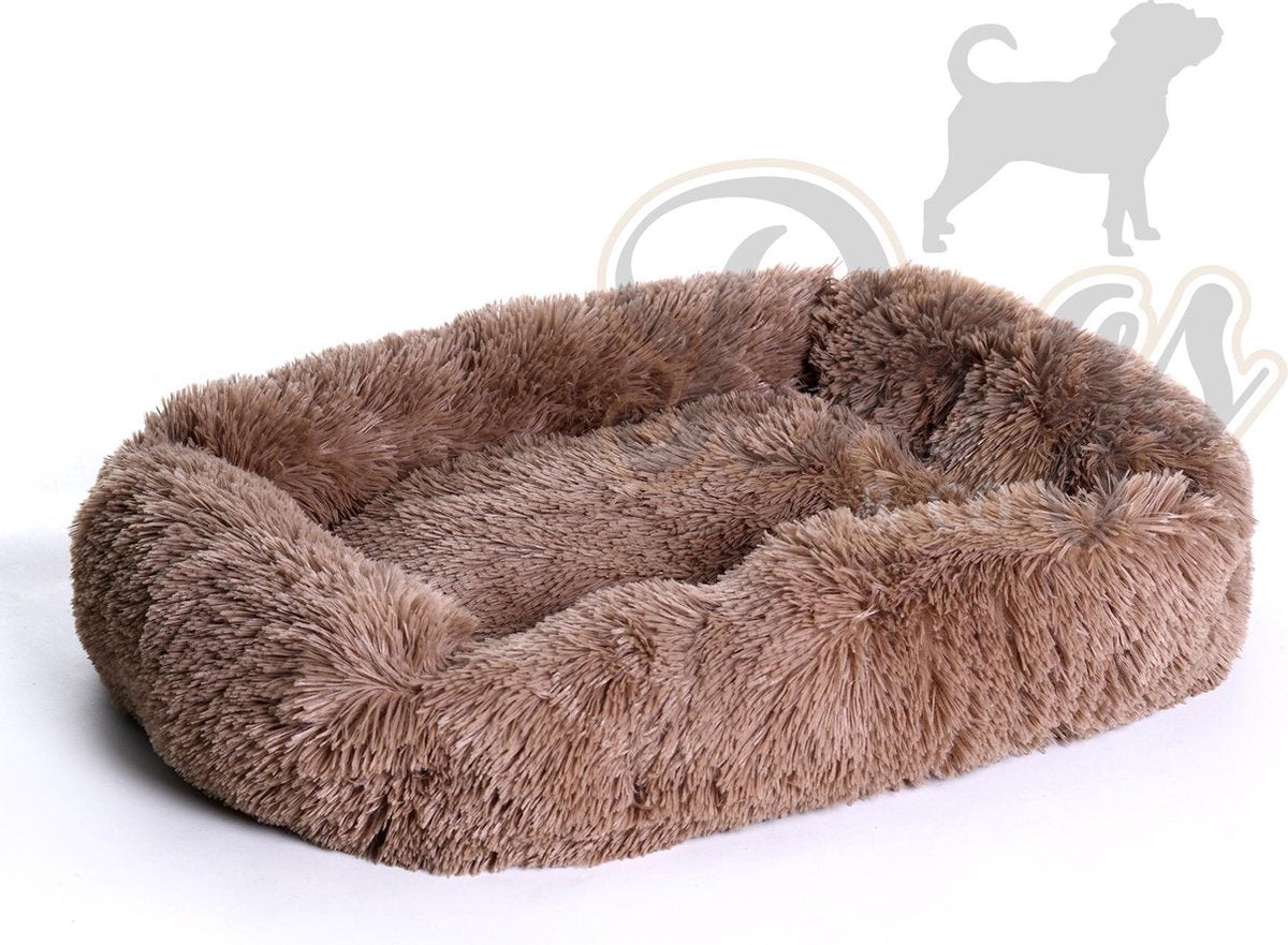 Dogs&Co  Luxe Benchkussen -  hondenmand - Fluffy Hondenmand - Heerlijk zacht - 70x60cm Khaki