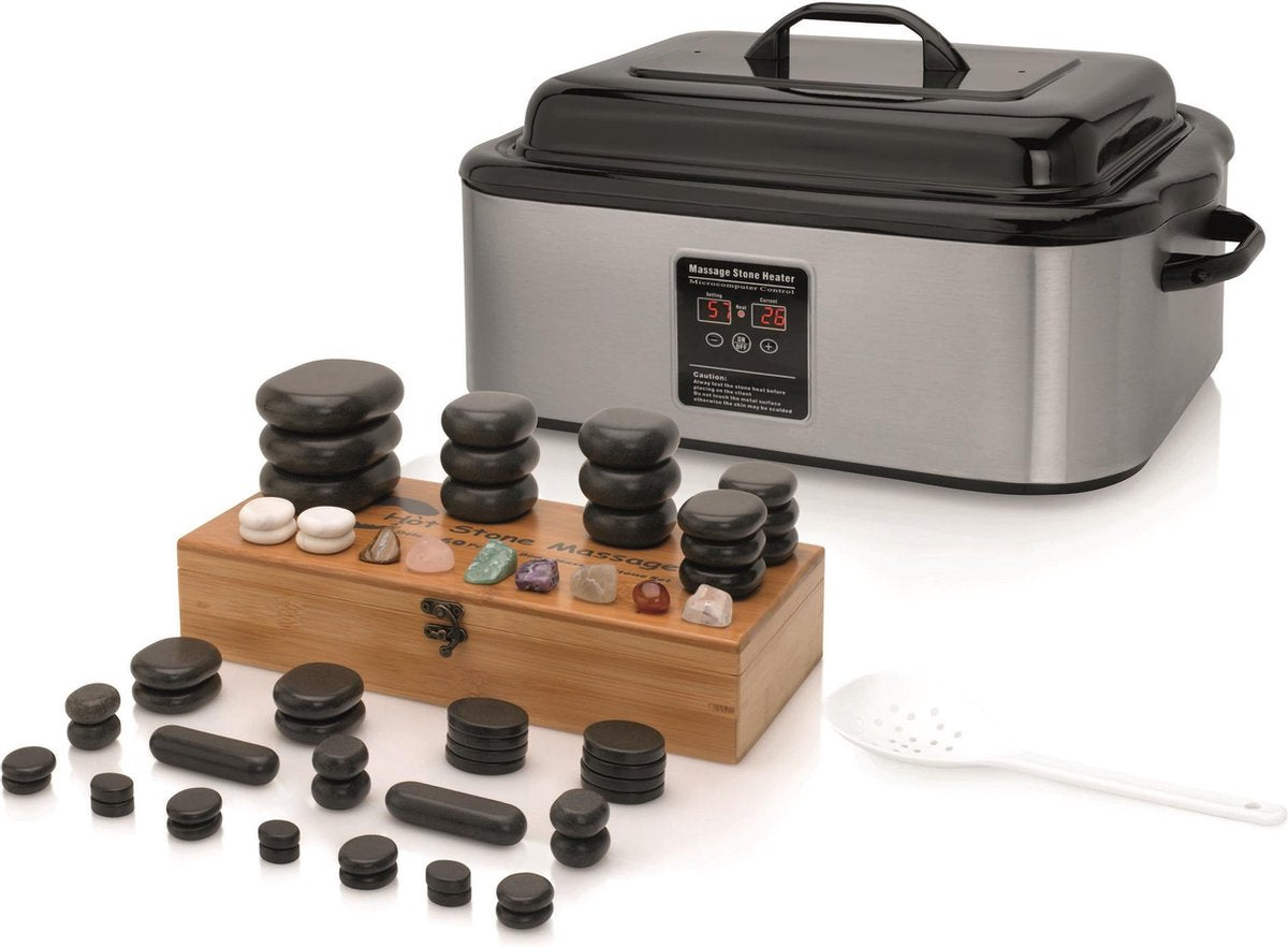 Hotstone SET hotstone pan 18 Liter + 60 basalt stenen | Hotstone heater SET