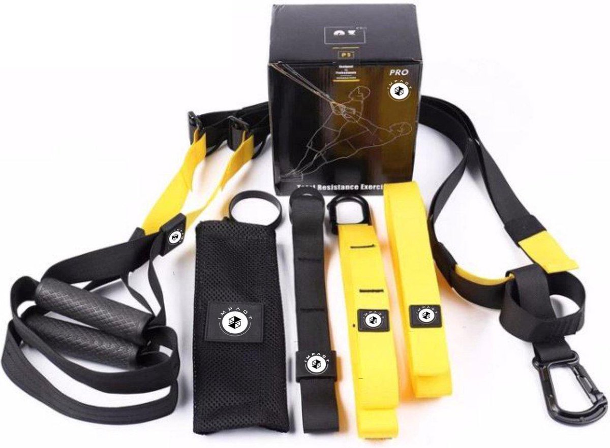 IMPAQT Professionele Suspension Trainer TRX - Zwart / Geel - Tot 440KG