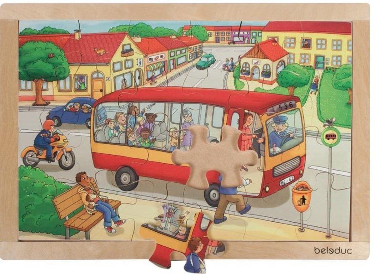 Houten raampuzzel stad