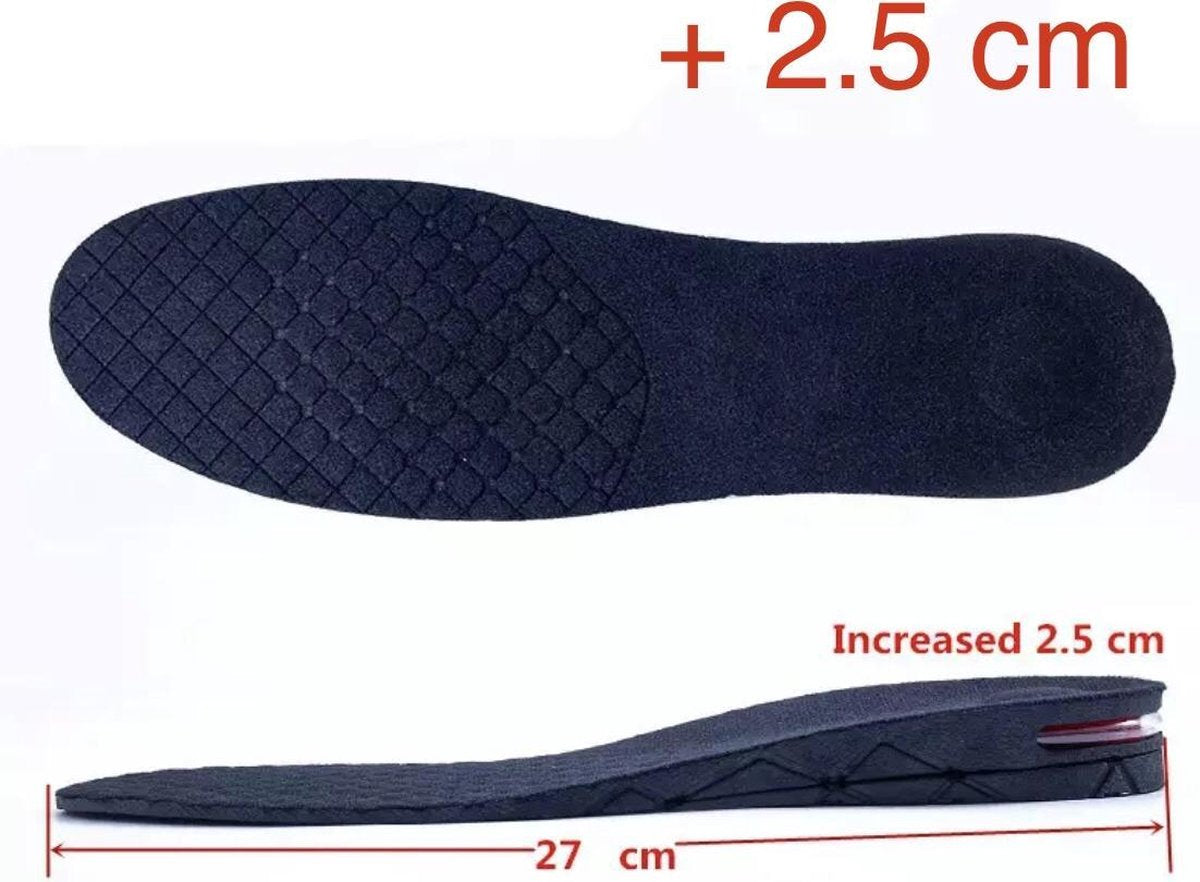 WiseGoods - Inlegzolen Heren en Dames - Hielspoor Zooltjes met Hakverhoging - Hielverhoger Achillespees - Heellift - 5cm - Zwart