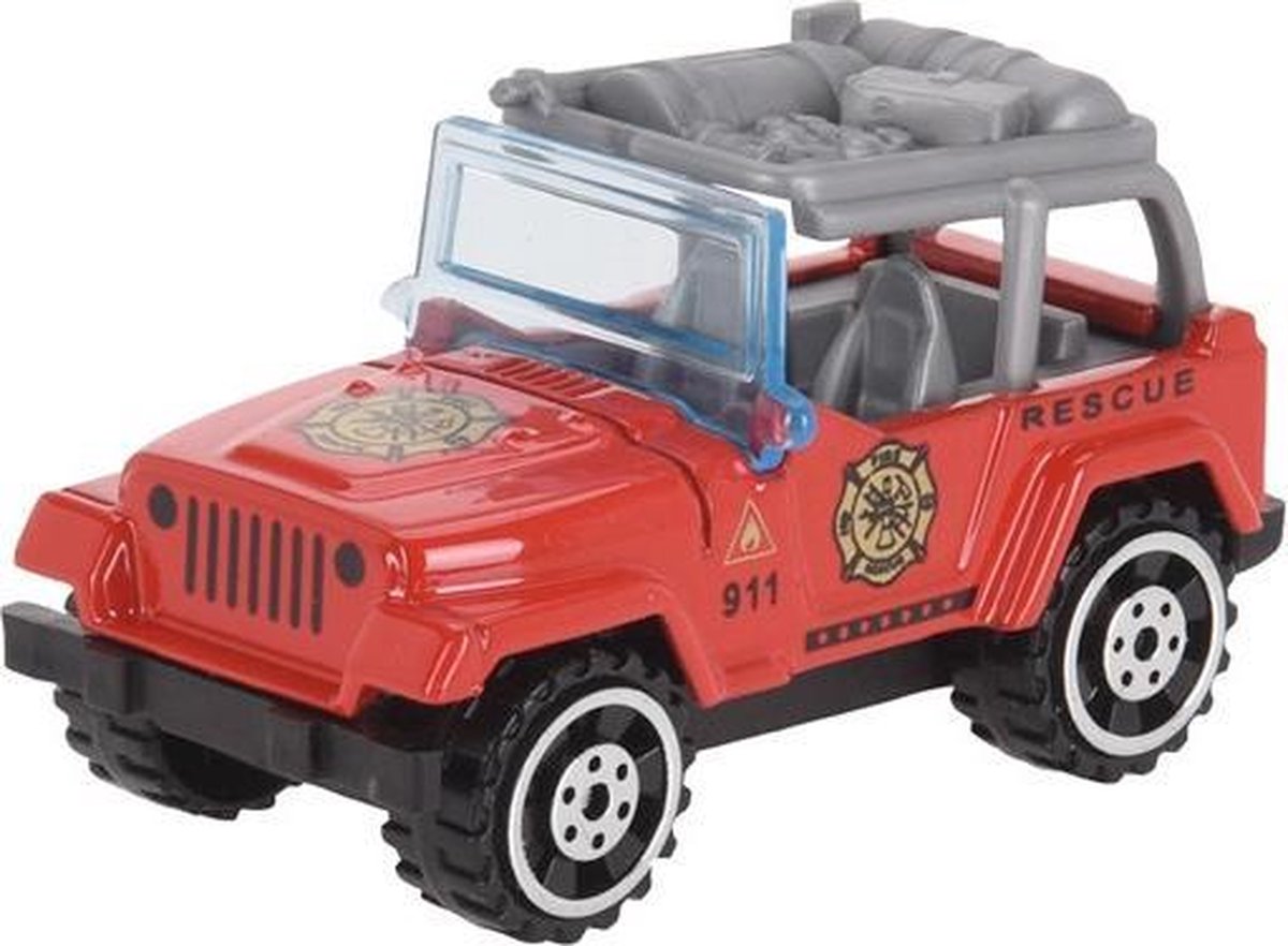 Tom Hulpdienstvoertuig Brandweerjeep Jongens 7 Cm Staal Rood