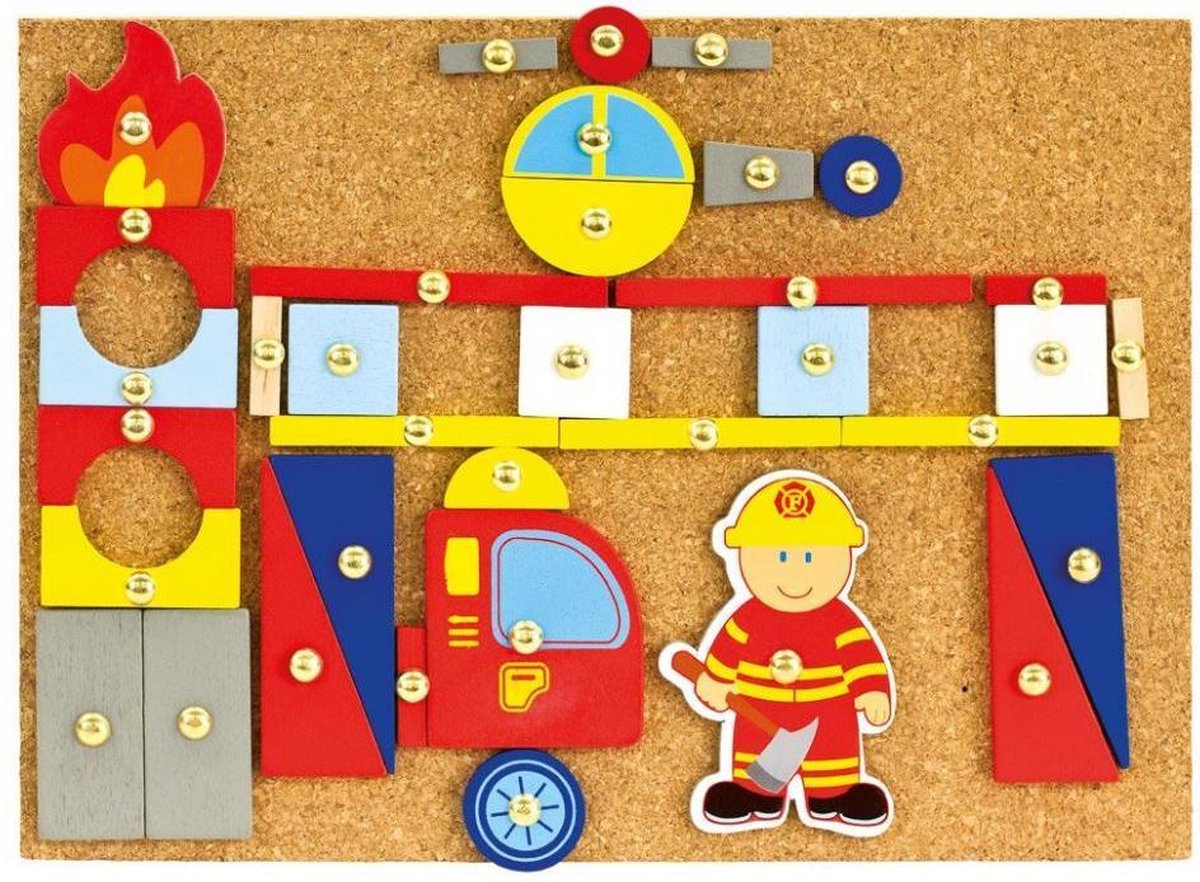 Bino Hamerspel Brandweer Junior 25 Cm Kurk Naturel 168-delig