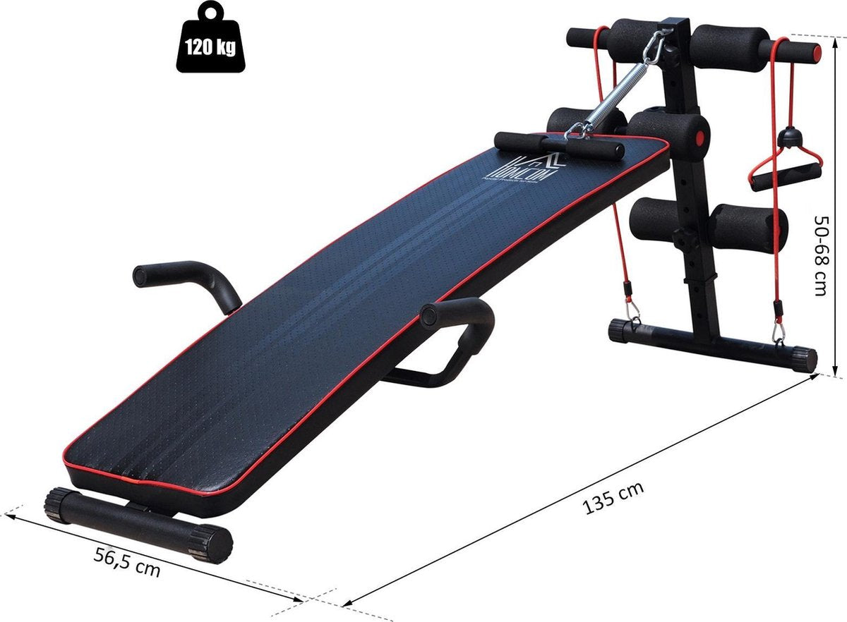 HOMdotCOM Sit-up bank buikspieren trainer - verstelbaar - zwart/rood 56