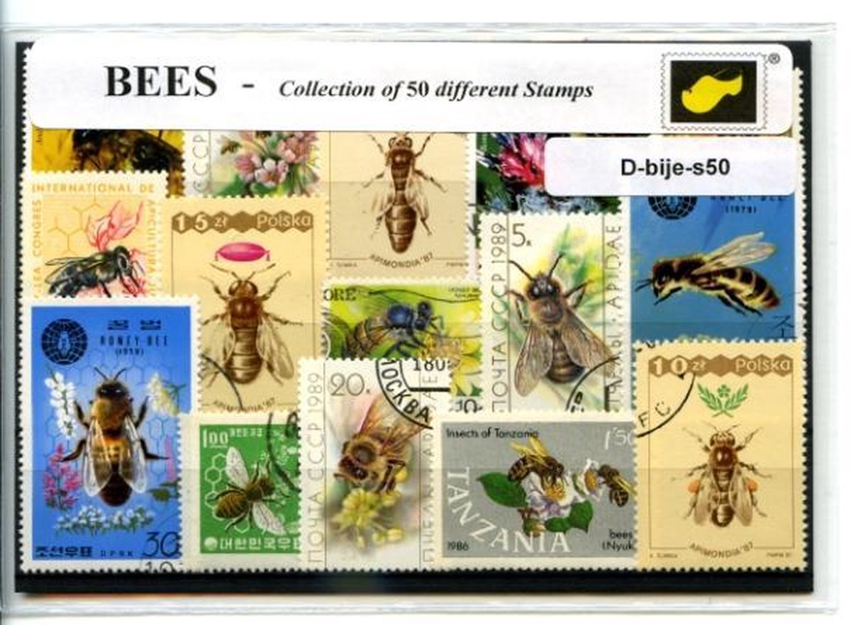 Bijen – Luxe postzegel pakket (A6 formaat) : collectie van 50 verschillende postzegels van bijen – kan als ansichtkaart in een A6  envelop - authentiek cadeau - kado -kaart - dieren - insecten - honingbij - honing - Antophila - vliesvleugeligen