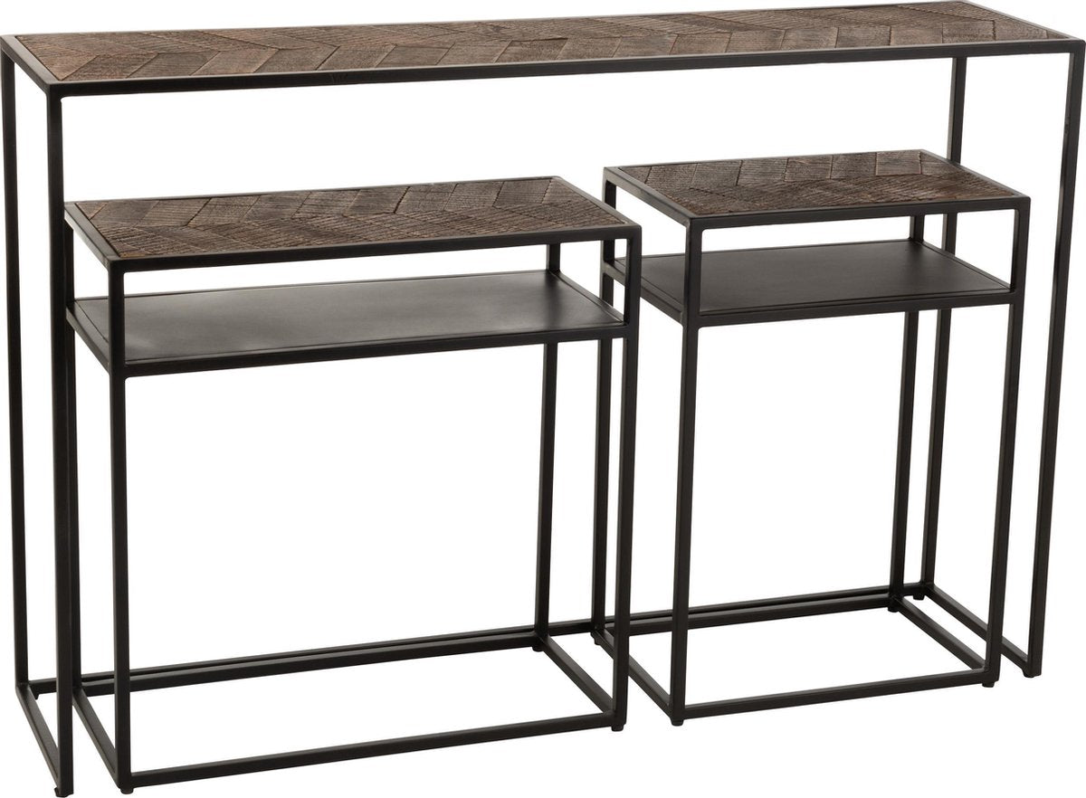 J-Line Set Van 3 Console Ano Ijzer/Mango Hout Zwart/Bruin