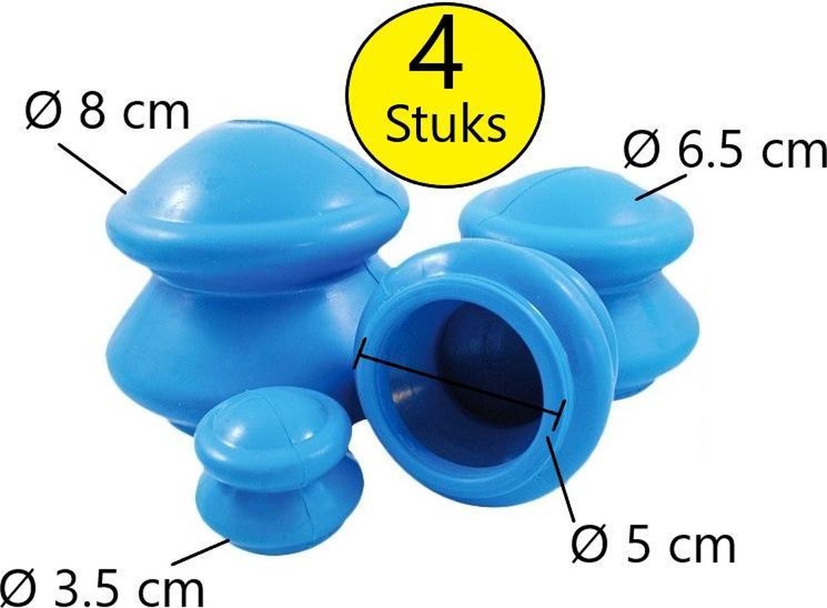 Vacuüm Anti Cellulitis Massage Pomp voor Acupressuur en Klopmassage 4 Stuks | Cupping Therapy Set van Siliconen | Gezichtsmassage
